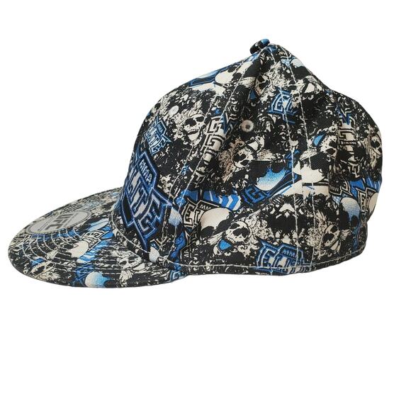 MMA Elite Adult S/M Skull Graphics Fitted Cap Hat Blue White - Picture 5 of 9